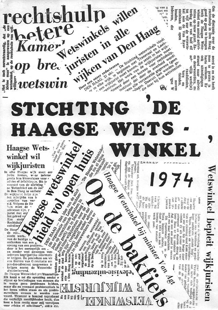 In 1974 voerde de Haagse Wetswinkel actie voor een betere rechtshulp waarbij met een bakfiets door de stad naar het Stadhuis werd gereden om een petitie aan te bieden.